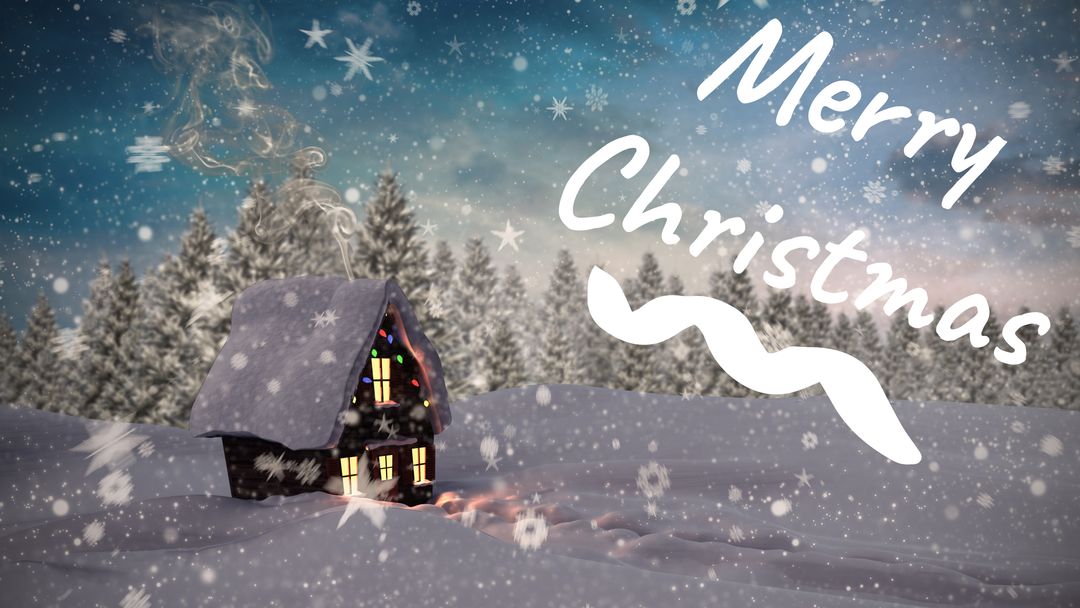 Snow-Covered Cottage with Merry Christmas Greeting - Download Free Stock Templates Pikwizard.com