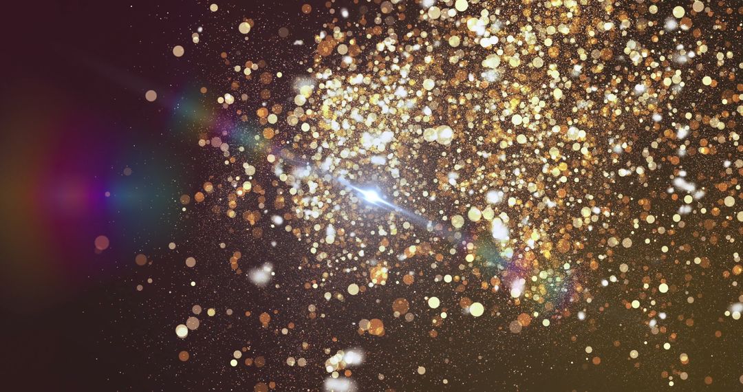 Golden Bokeh Particles Dazzling in Dark Abstract Background
