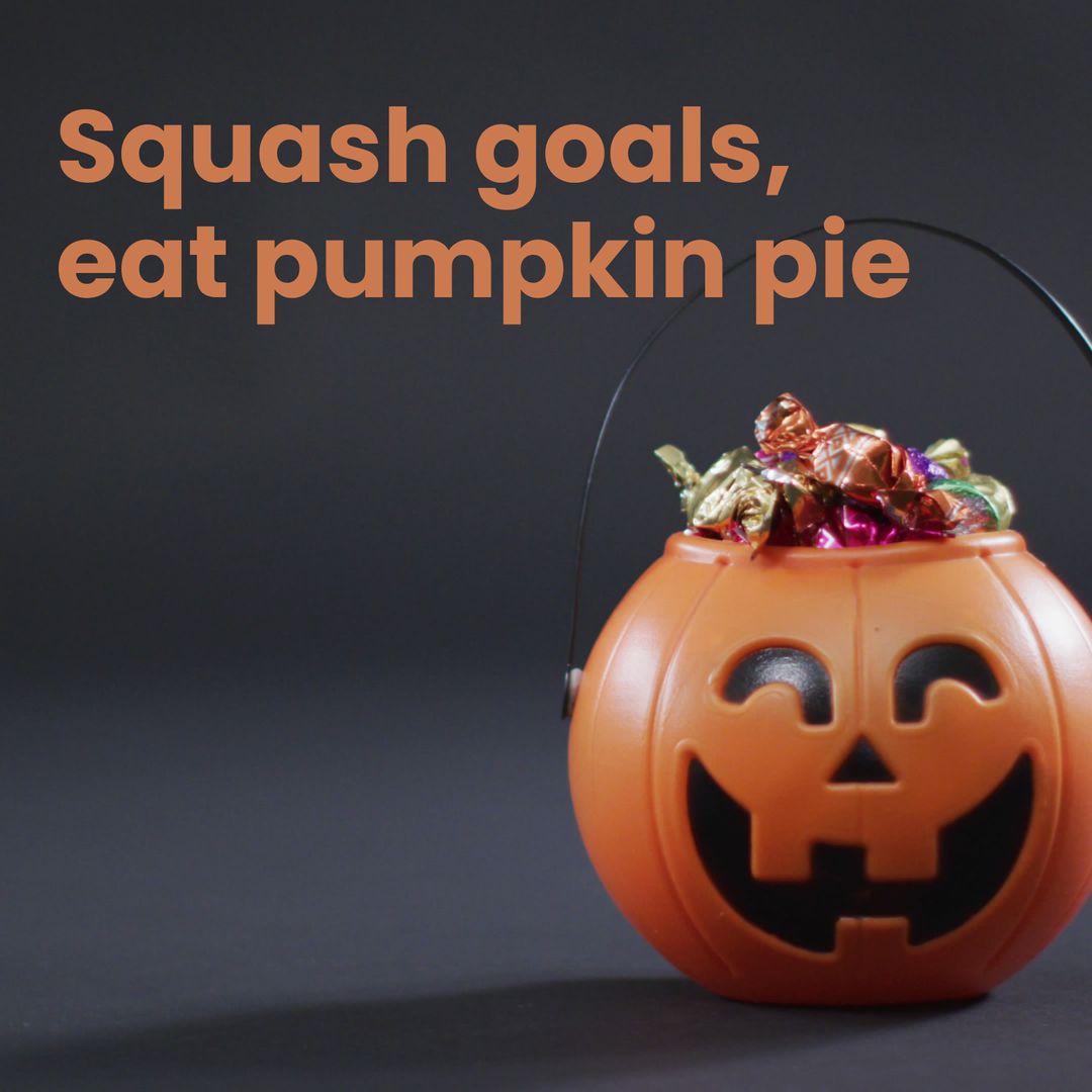 Playful Halloween Message with Pumpkin Candy Bucket