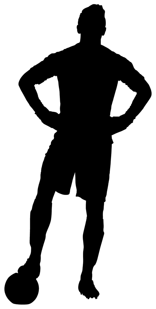 Dynamic Male Football Player Silhouette on Transparent Background