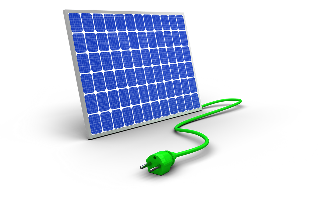 Photovoltaic Panel Generating Renewable Energy with Green Cable on Transparent Background - Download Free Stock Images Pikwizard.com