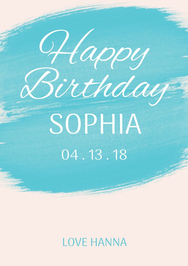 Elegant Birthday Greeting with Blue Brushstroke Design
