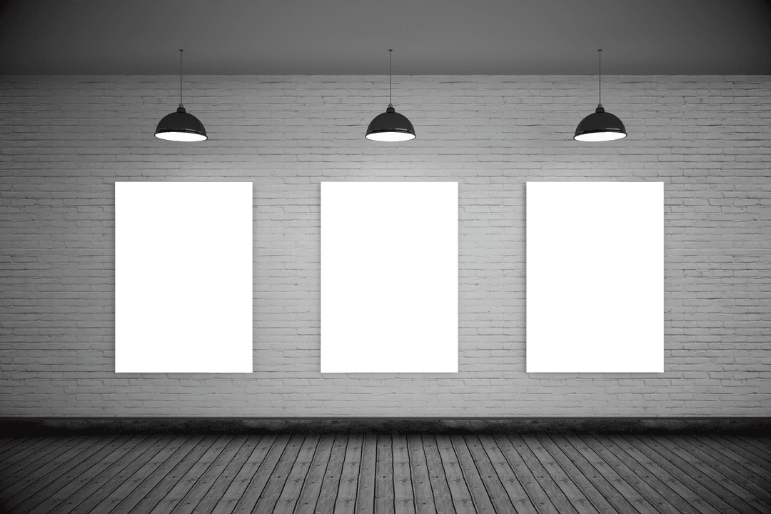 Transparent Frames on White Brick Wall with Woodfloor