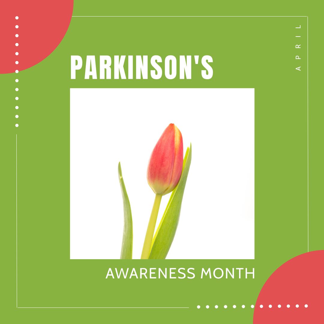 Parkinson's Awareness Month Red Tulip on Green Background - Download Free Stock Templates Pikwizard.com