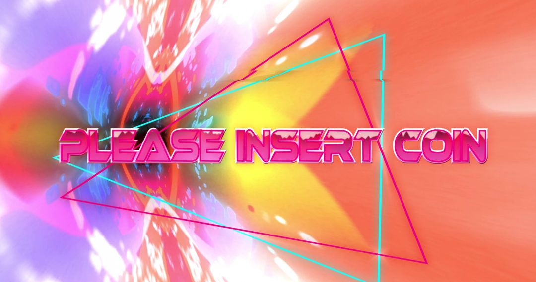 Vibrant Retro Gaming Please Insert Coin Graphic