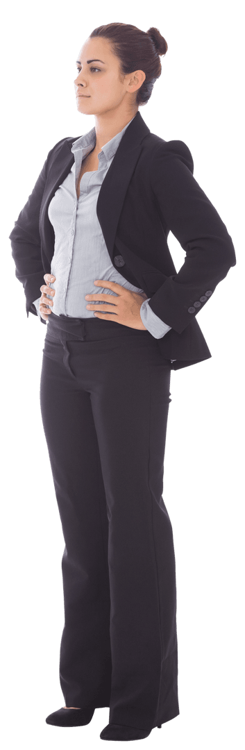 Transparent Businesswoman in Formal Suit with Confident Stance