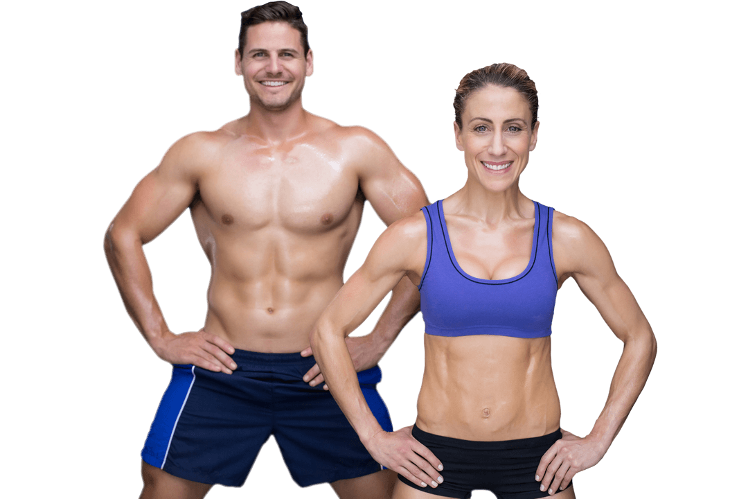 Smiling Fit Caucasian Couple on Transparent Background