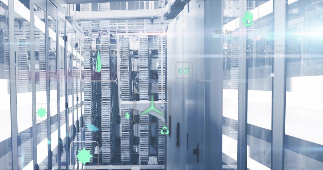 Modern Data Center with Green Energy Integration and Status Visualization