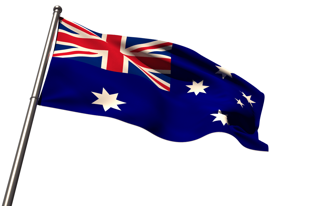 Transparent Waving Australian Flag Background Low Angle View