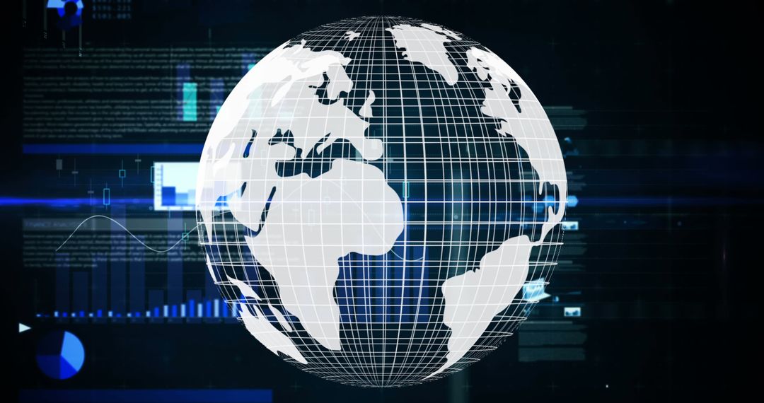 Digital Globe with Data Processing Concepts on Dark Background