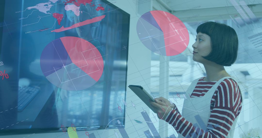 Businesswoman Analyzing Data on Digital Interface