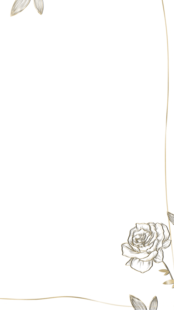 Elegant Gold Rose Vine Frame on Transparent Background for Ornamental Projects
