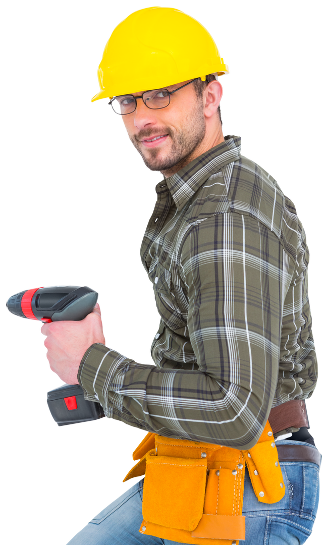 Transparent Image Repairman Holding Power Drill - Download Free Stock Images Pikwizard.com