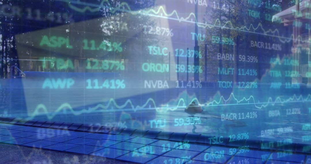 Financial Data Overlay on Cityscape Visualizing Economic Trends
