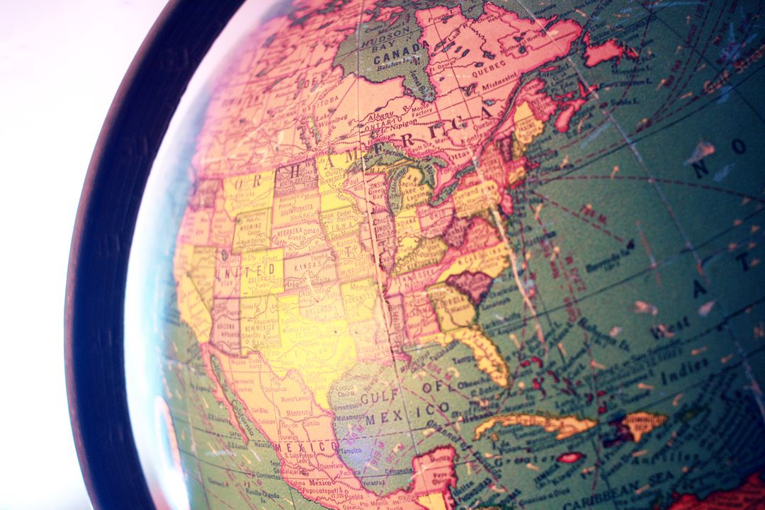 Close Up of North America on Globe Against White Background - Free Images, Stock Photos and Pictures on Pikwizard.com