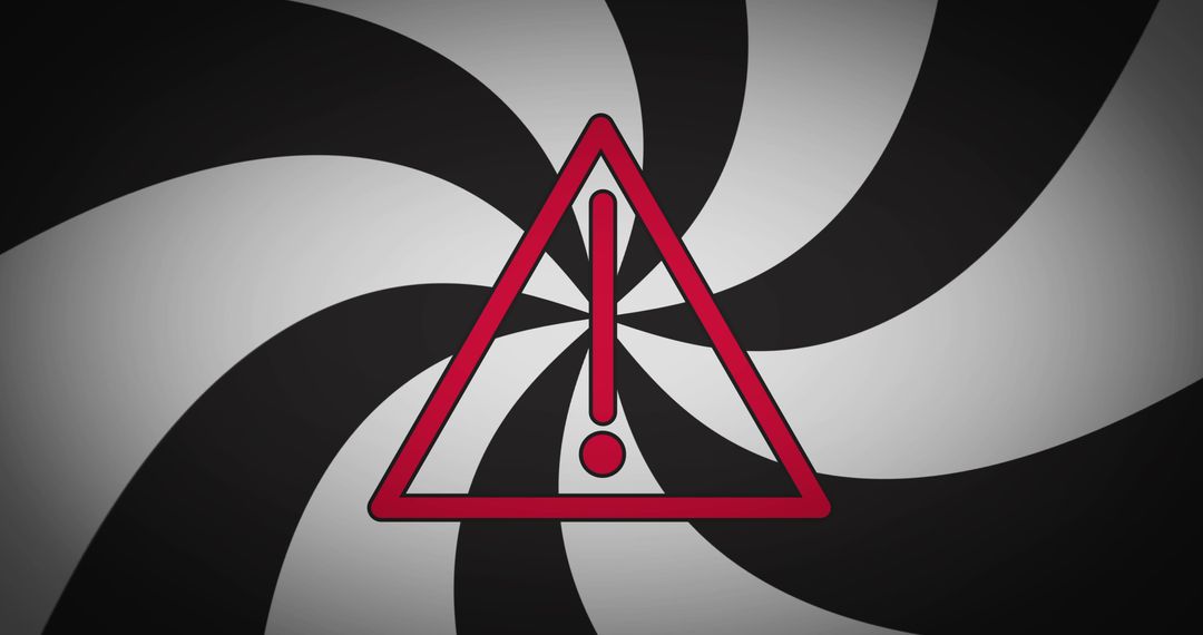 Warning Triangle on Twisted Black and White Background