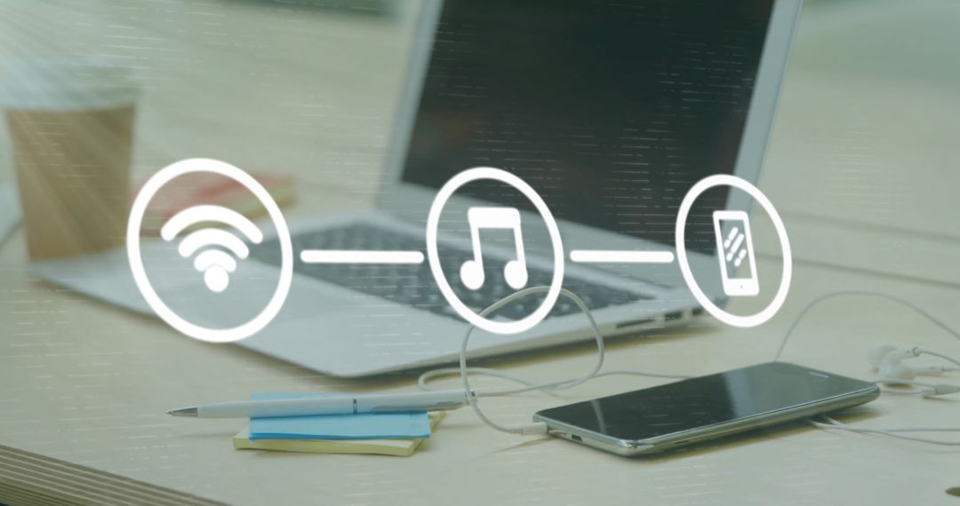 Concept of Digital Connectivity with Icons in Modern Office