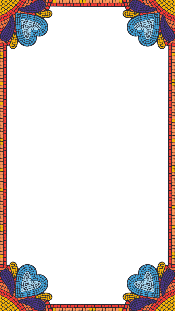 Mosaic Tile Frame Featuring Transparent Center with Heart Motifs