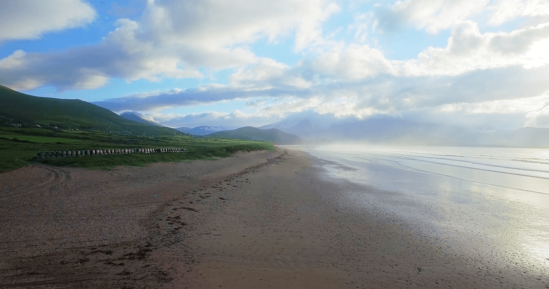 Tranquil Transparent Beachfront with Dramatic Sky