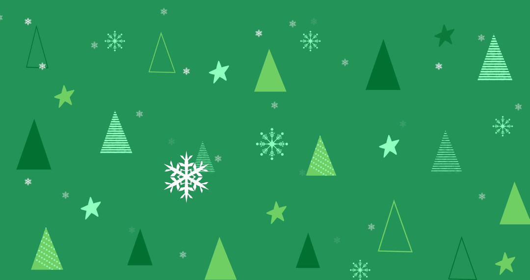 Festive Green Christmas Tree and Snowflake Pattern