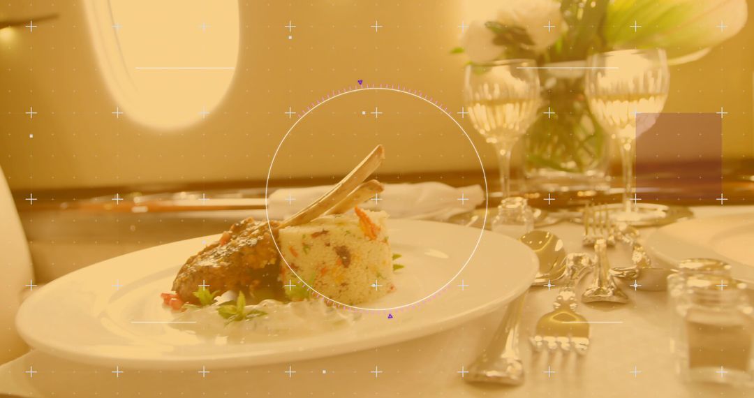 Gourmet Lamb Chop in First-Class Inflight Dining Experience