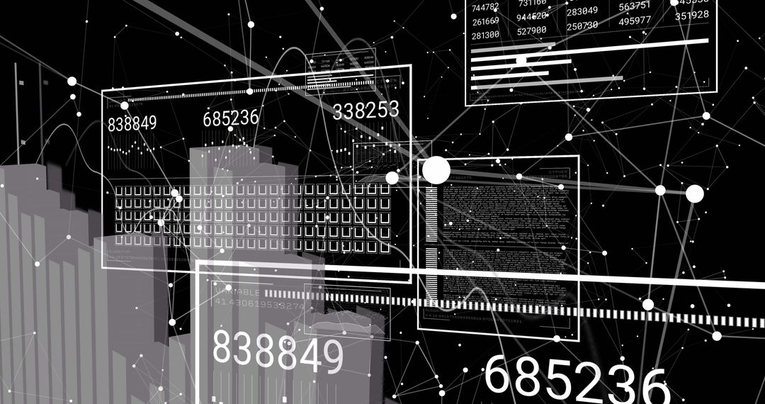 Digital Data Visualization in Black and White Theme