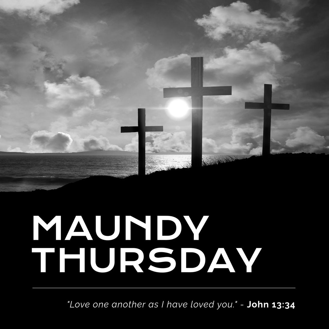 Maundy Thursday Religious Background with Crosses and Inspirational Quote - Download Free Stock Templates Pikwizard.com