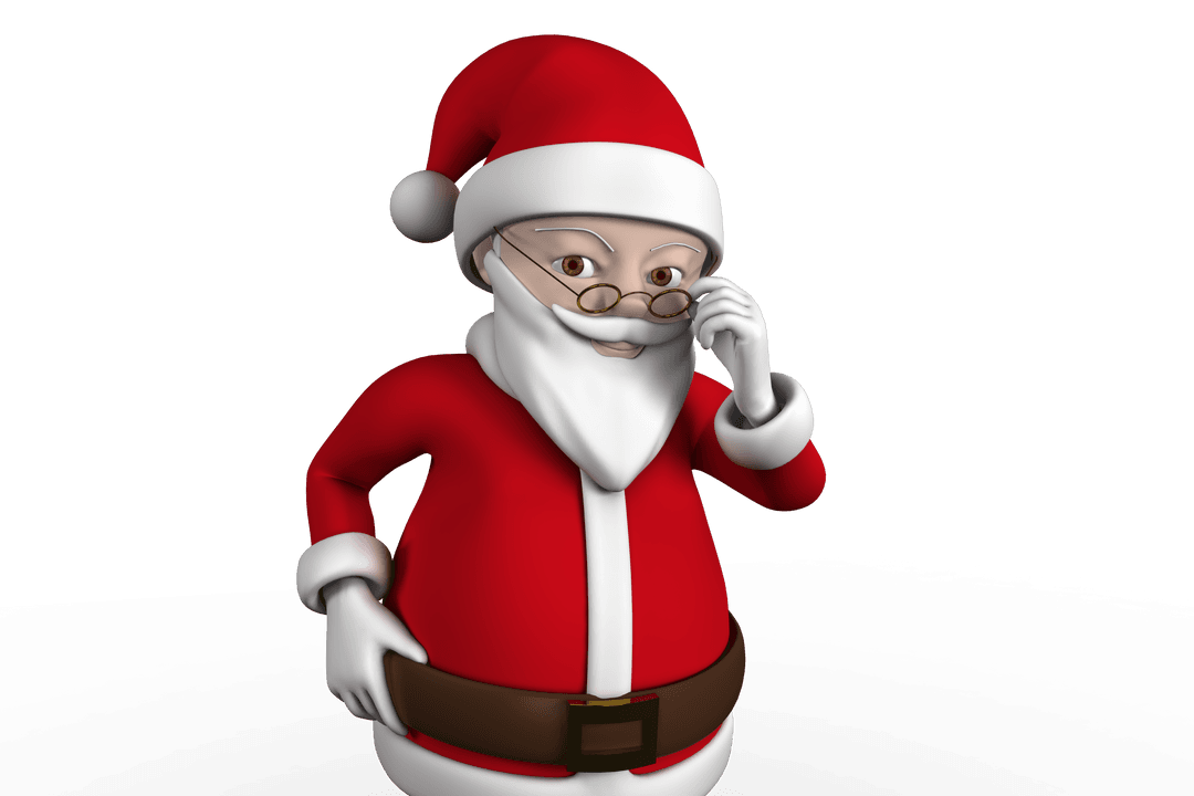 Festive Transparent Background Cartoon Santa With Spectacles