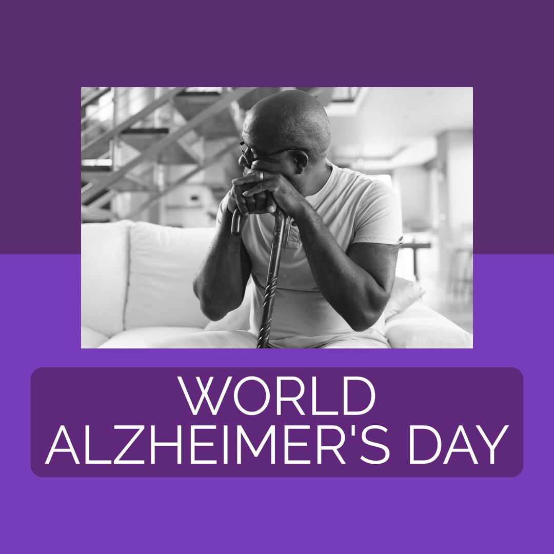 Senior African American Man Reflecting for World Alzheimer's Day - Download Free Stock Templates Pikwizard.com