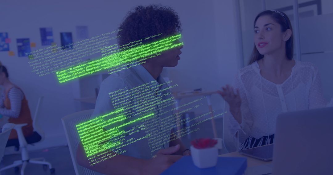 Diverse Team Discussing Data Processing Concepts in Office