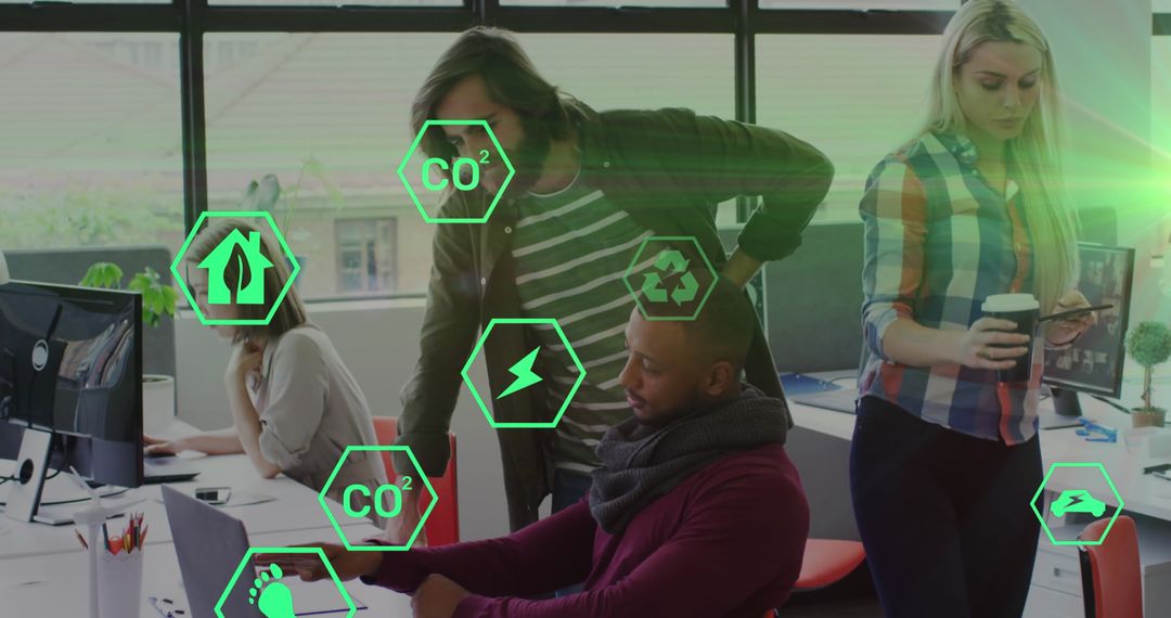 Innovative Office Environment with Eco-Friendly Technology Integration