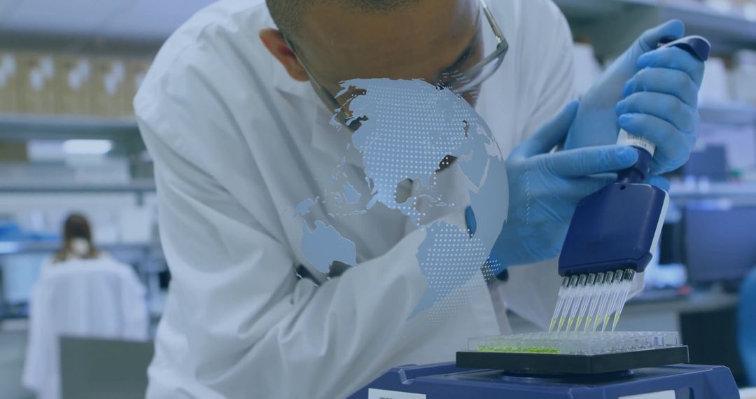 Scientist Utilizing Micropipette for Precise Lab Analysis