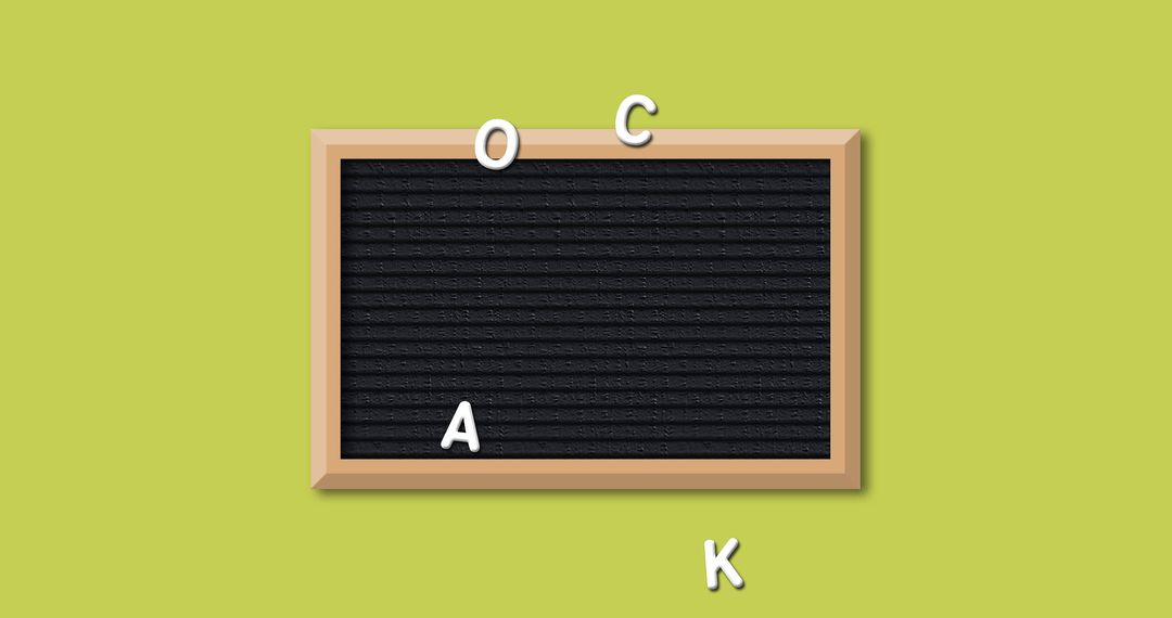 Blank Chalkboard with Alphabet Letters on Yellow Background
