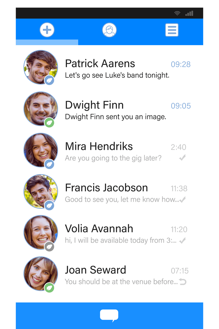 Smartphone Interface with Instant Messaging on Transparent Background
