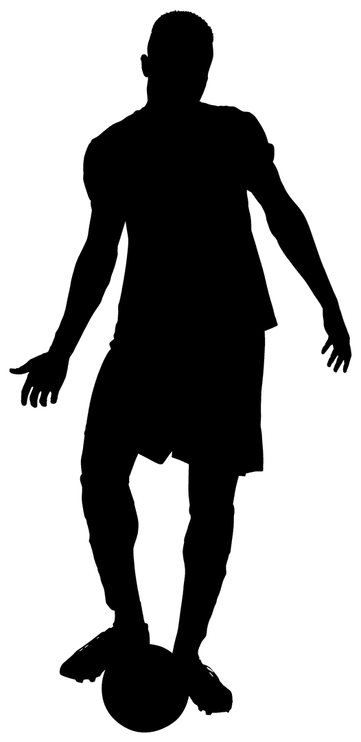Transparent Silhouette of Male Football Player Jumping to Pass