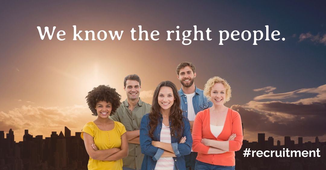 Diverse Team of Professionals Posing at Sunrise Occasion