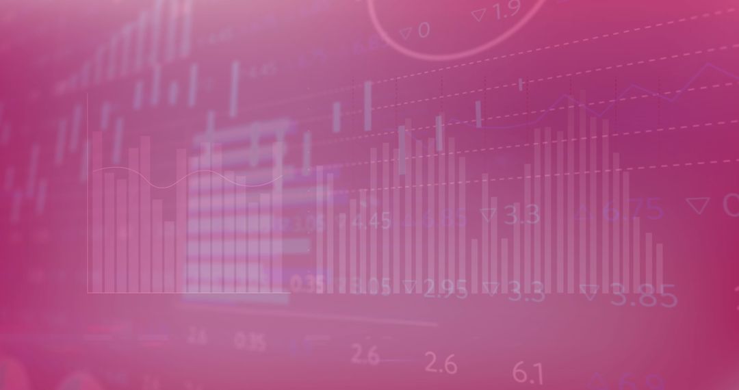 Digital Financial Graphs and Data Visualization on Red Background