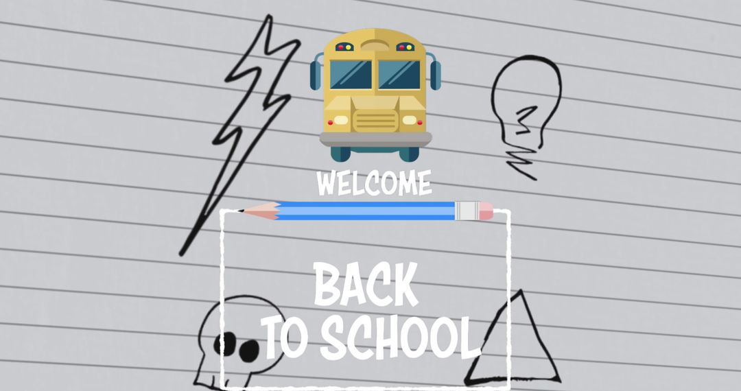 Back to School Banner with School Bus and Stationery Icons