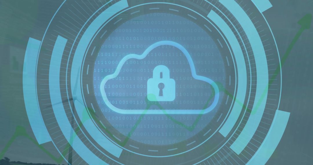 Secure Cloud Computing with Padlock Icon on Digital Background