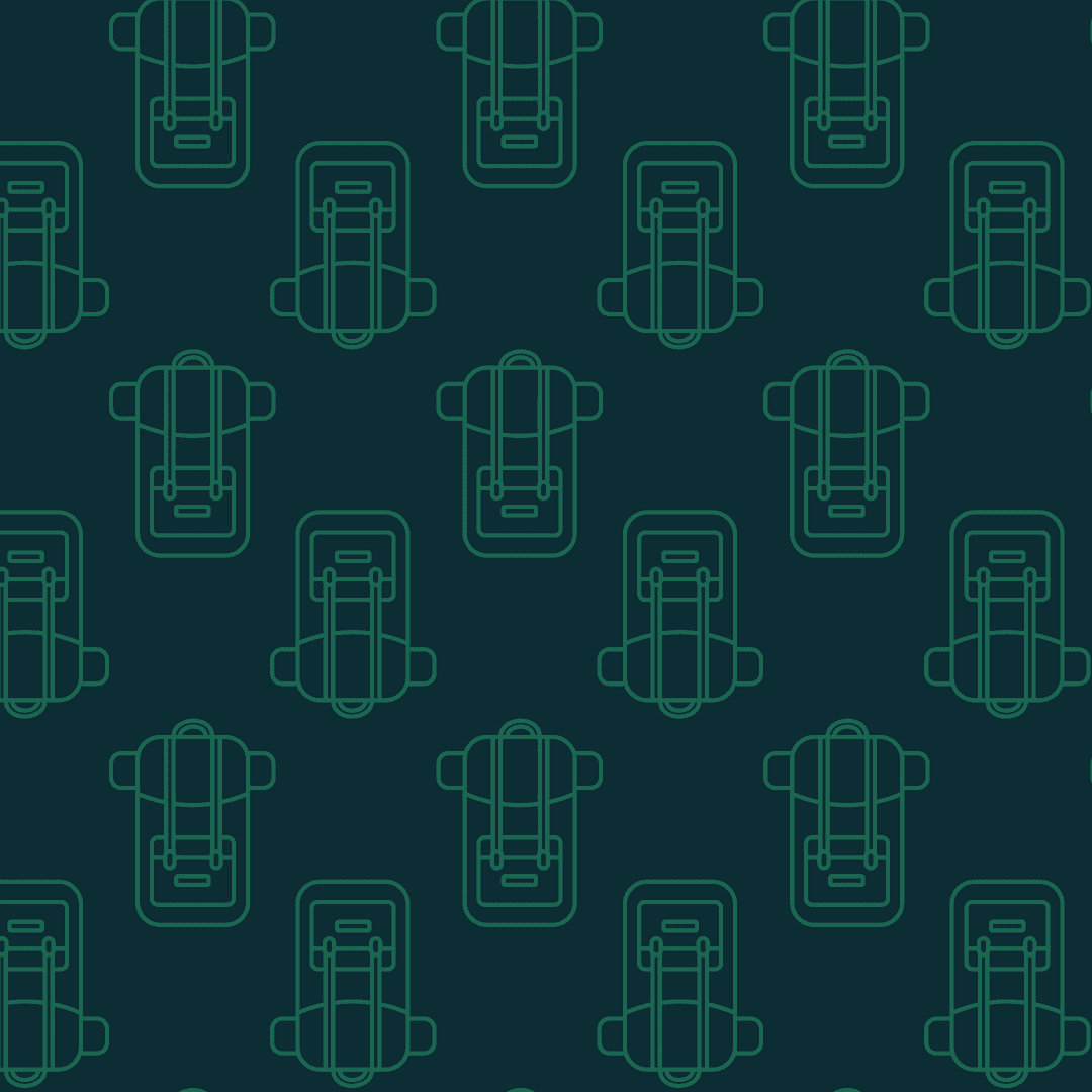 Transparent pattern with green backpack outline