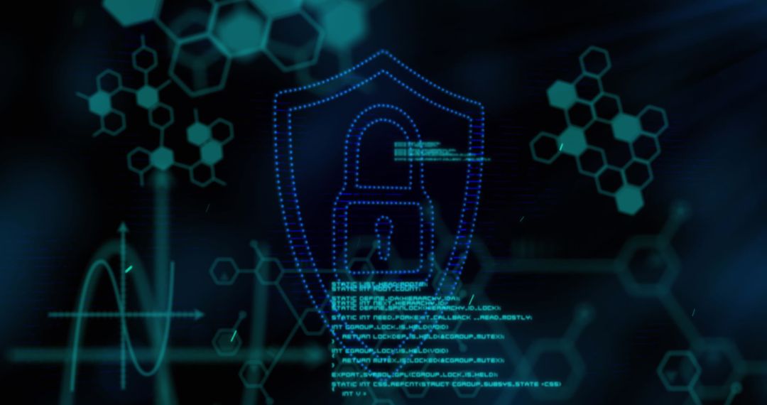 Futuristic Cybersecurity Concept with Digital Lock and Data Flow