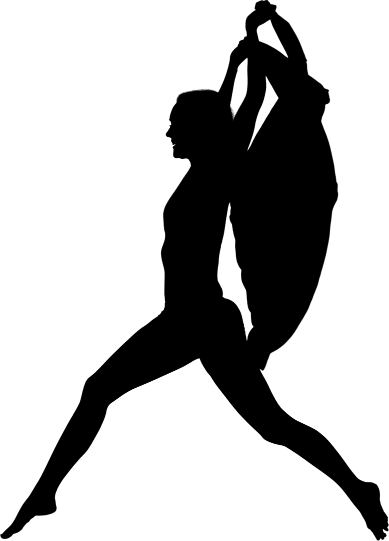 Silhouette of Woman Running with Flag on Transparent Background