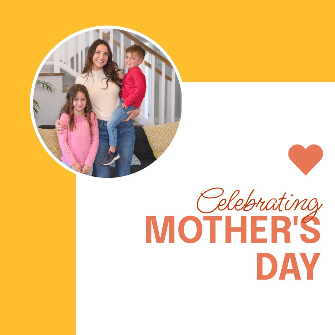 Mother's Day Celebration with Smiling Mother and Children