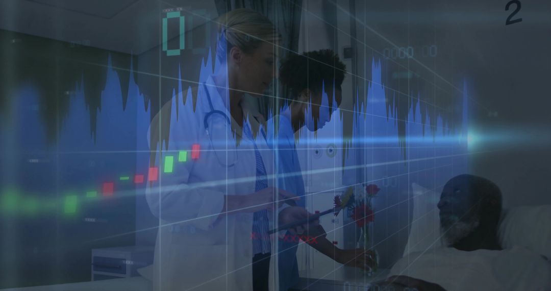 Medical Professionals Analyzing Patient with Digital Interface Insights