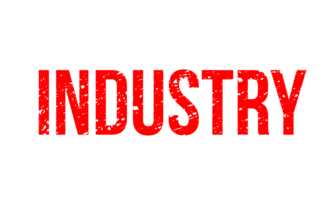 Bold Red Industry Text on Transparent Background