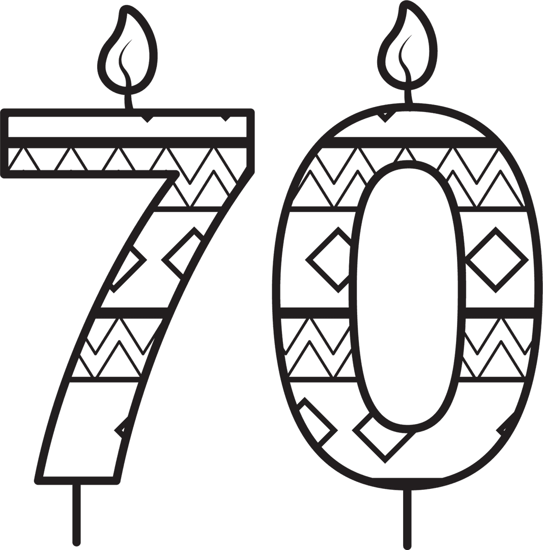 Transparent 70 Birthday Celebration with Decorative Flames