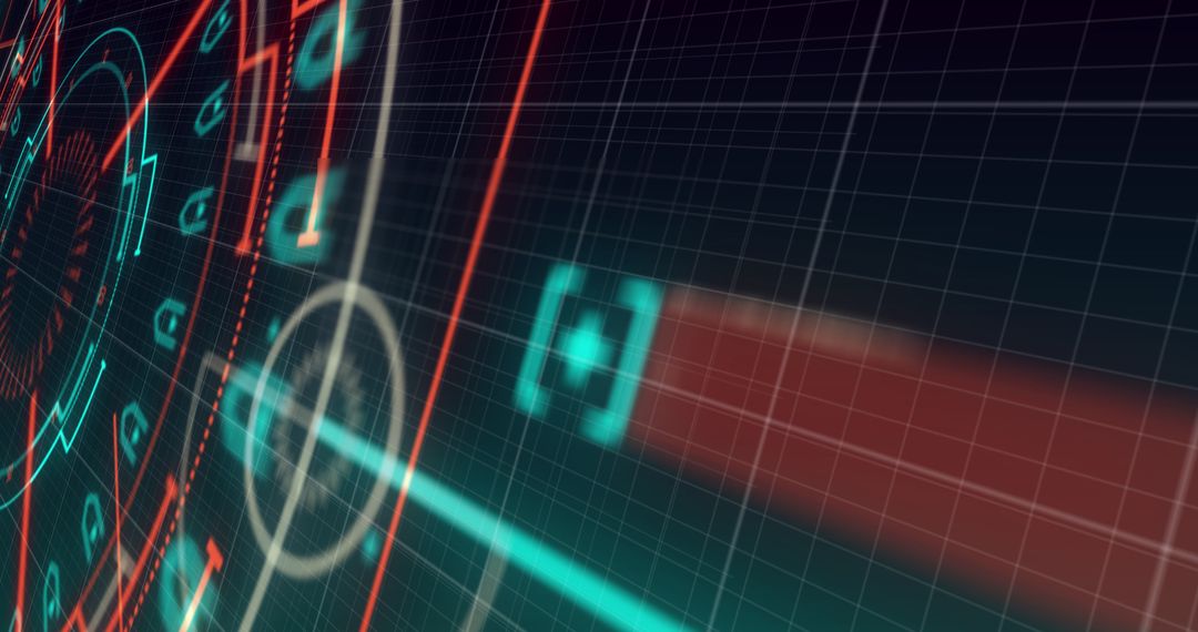 Futuristic Digital Interface with Grid and Scanning Overlay