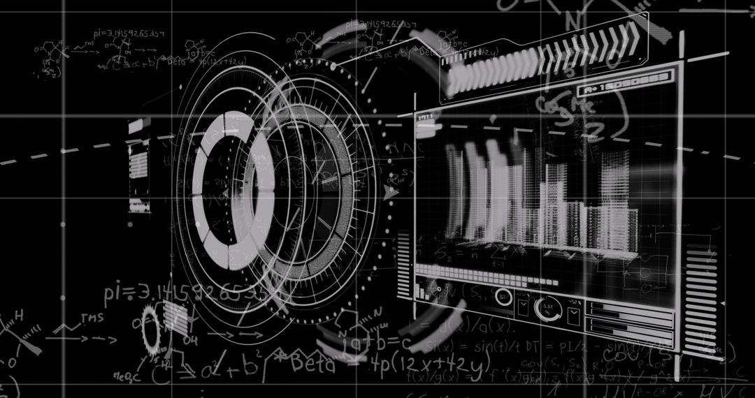 Digital interface with data processing and mathematical equations