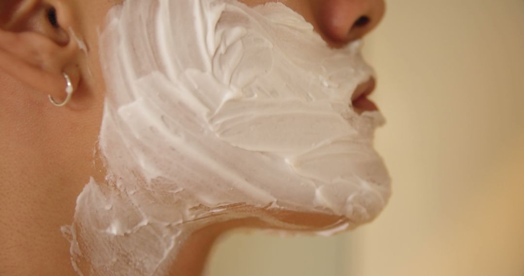 Close-Up of Person Applying Shaving Cream to Face - Free Images, Stock Photos and Pictures on Pikwizard.com