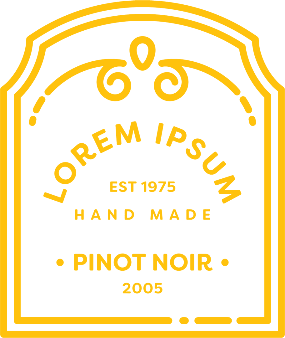 Vintage Yellow Wine Label Vector on Transparent Background